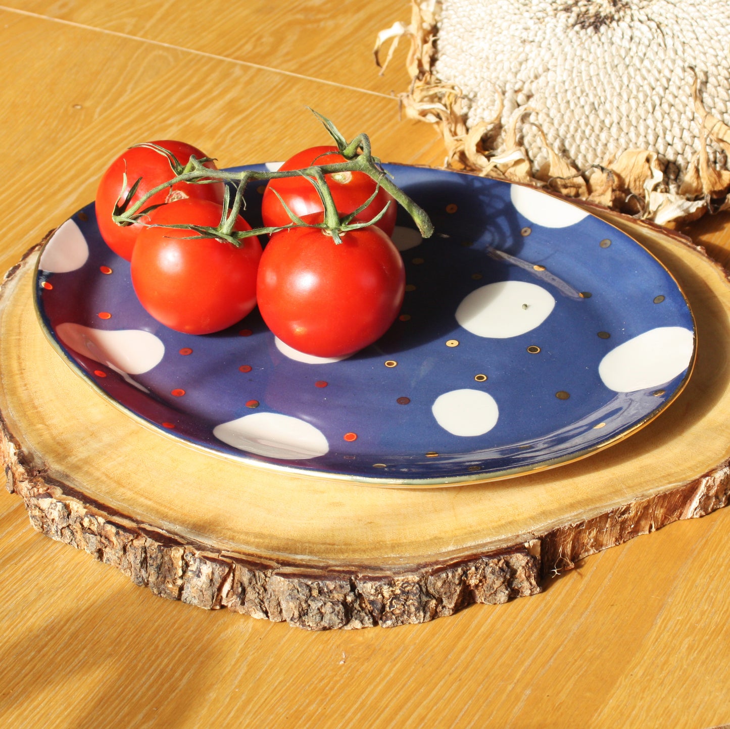 Navy and gold oval platter