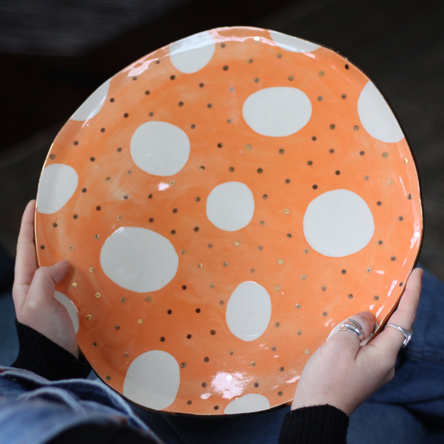 Cosmic Apricot Large Round Serving Platter