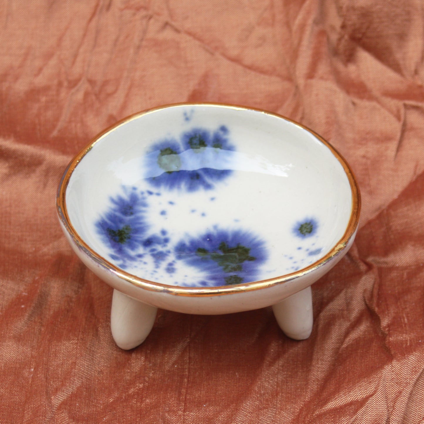 Small Legged Trinket Dish in Speckled Glaze