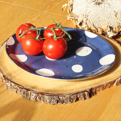 Navy and gold oval platter