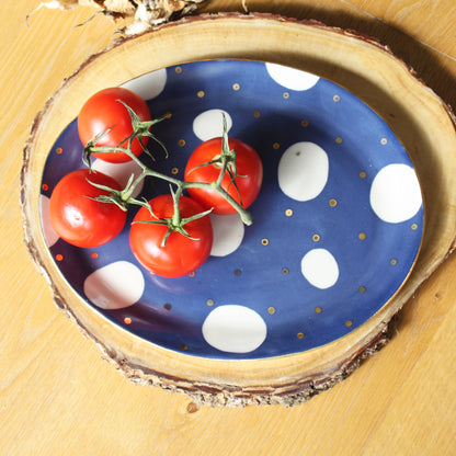 Navy and gold oval platter